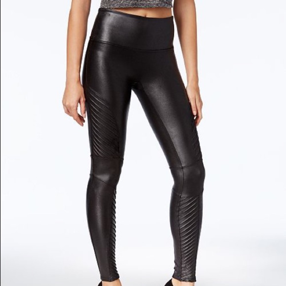 NEW Never Worn Spanx Faux Leather Moto Leaggings